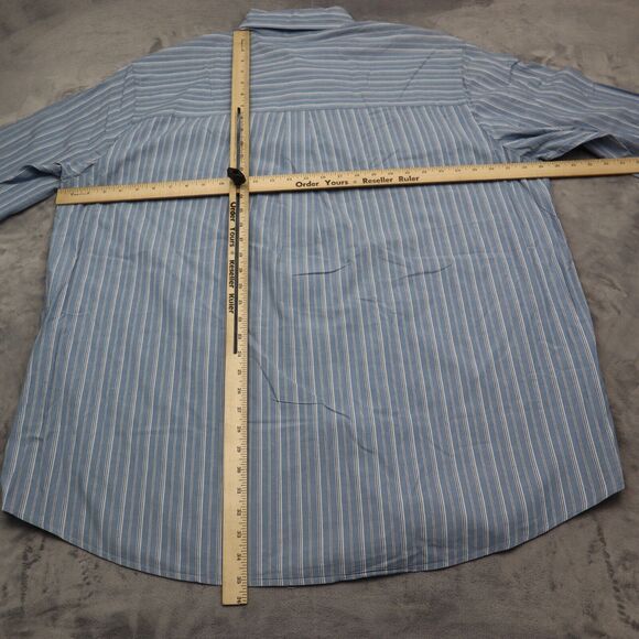 Chaps Shirt Mens 2XT Blue White Stripe Button Down Long Sleeve - Picture 3 of 16
